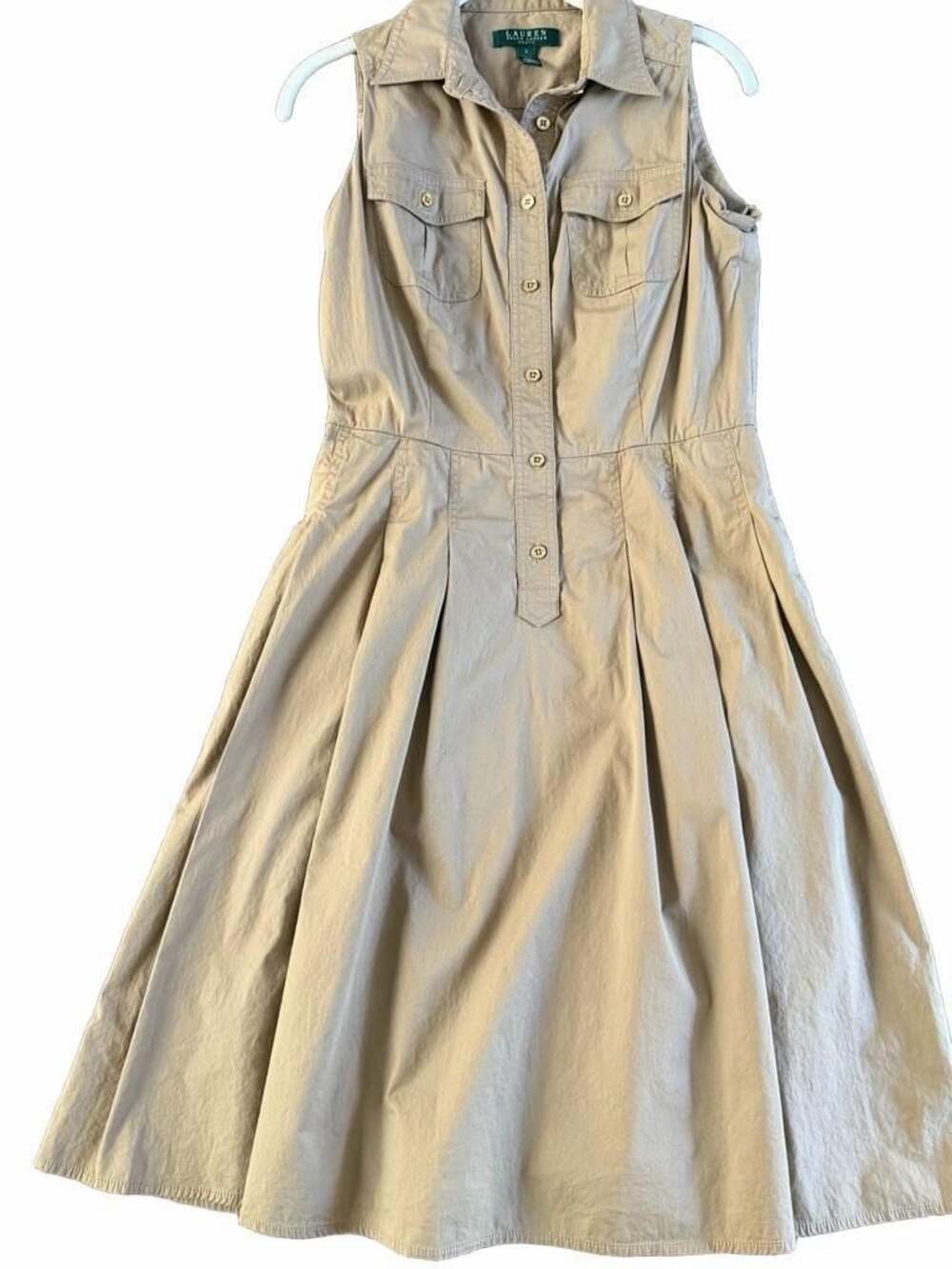 Lauren Ralph Lauren Women's Khaki Sleeveless  Dress Size 4